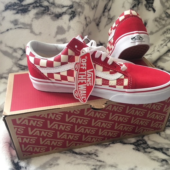 vans old skool red and white checkered